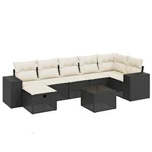 vidaXL 8-osaline aiadiivani komplekt patjadega, must, pol&uuml;rotang