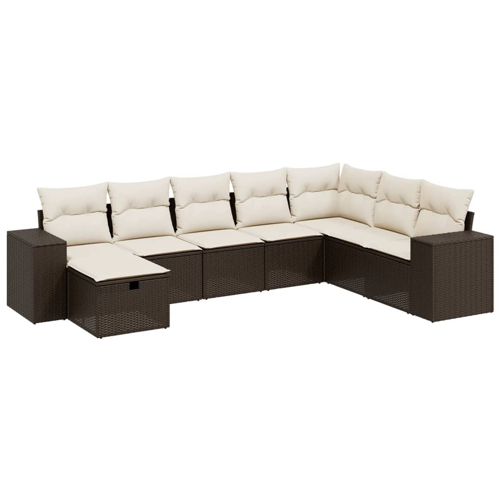 Thumbnail - vidaXL 8-tlg. Garten-Sofagarnitur mit Kissen Braun Poly Rattan