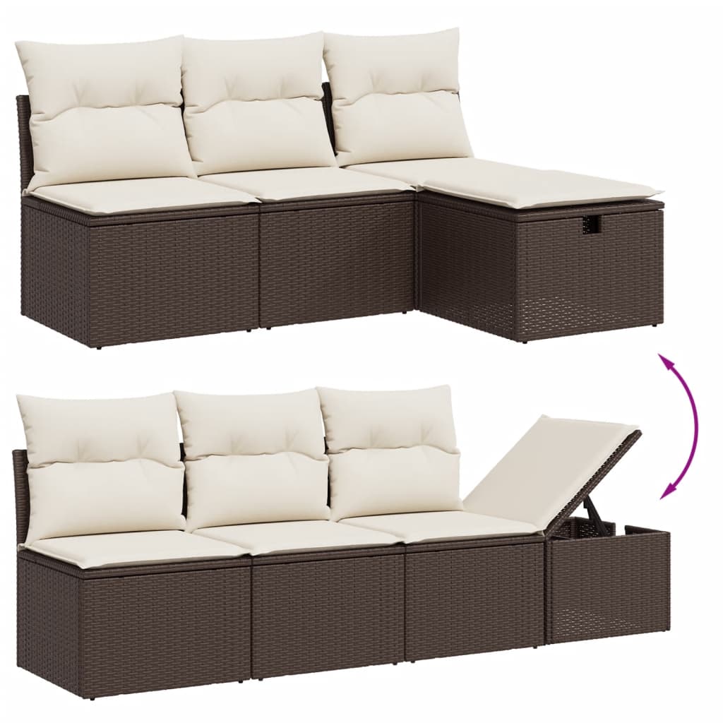 vidaXL 9-delige Loungeset met kussens poly rattan bruin