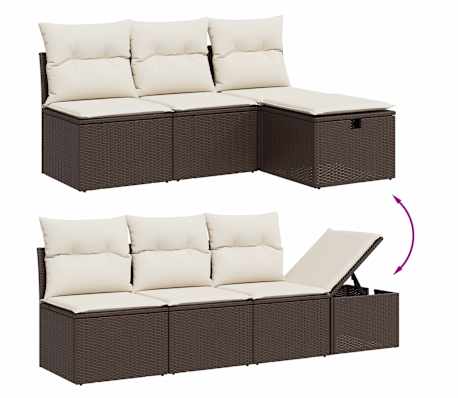 vidaXL 9 Piece Garden Sofa Set with Cushions Brown Poly Rattan