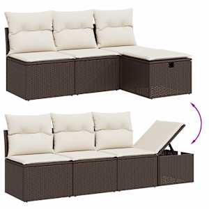 vidaXL 9 Piece Garden Sofa Set with Cushions Brown Poly Rattan