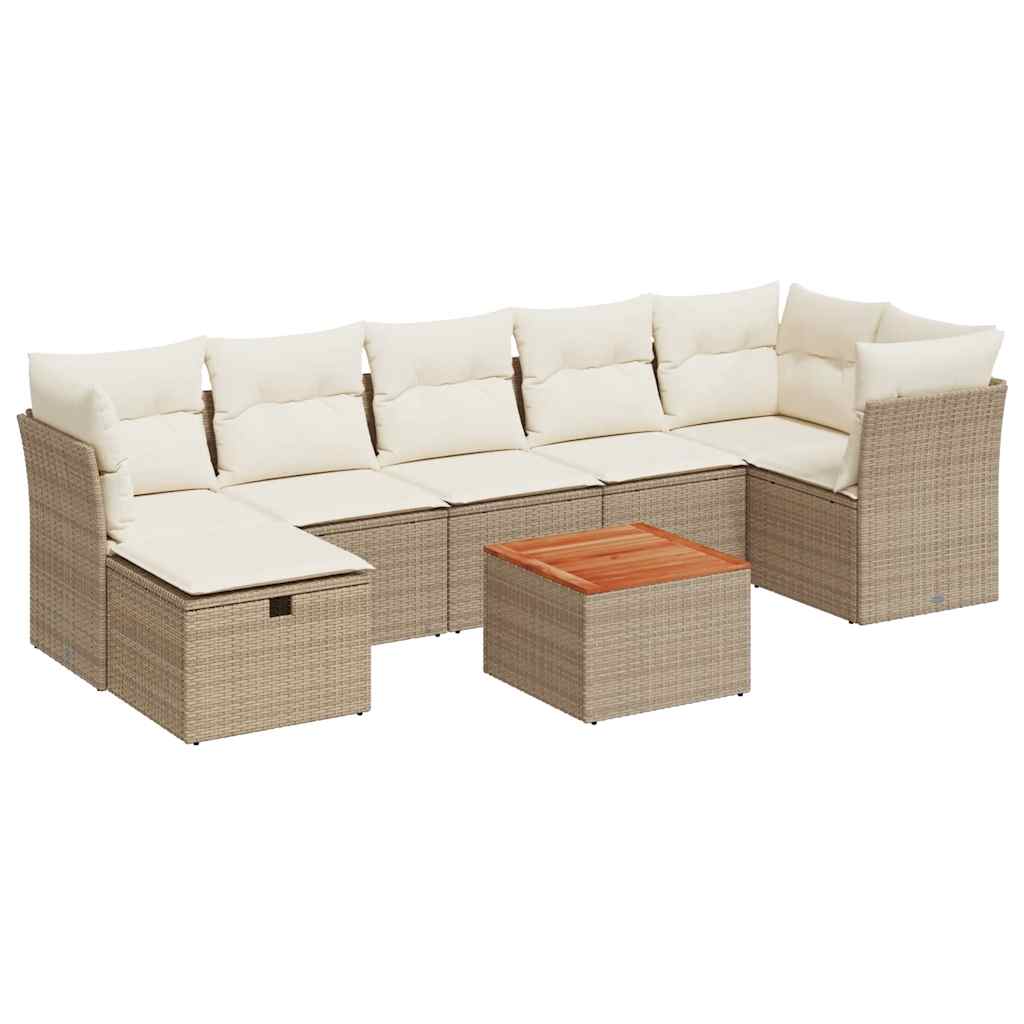 Thumbnail - vidaXL 8-tlg. Garten-Sofagarnitur mit Kissen Beige Poly Rattan