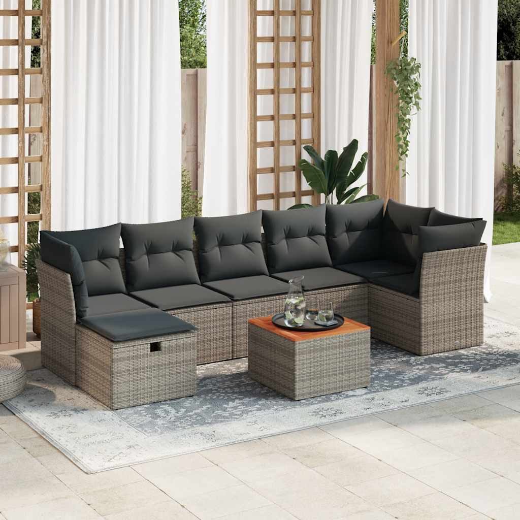 Thumbnail - vidaXL 8-tlg. Garten-Sofagarnitur mit Kissen Grau Poly Rattan