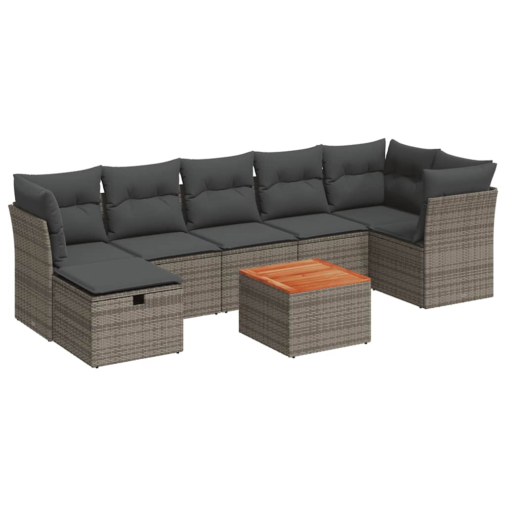 vidaXL Set canapele de grădină cu perne, 8 piese, gri, poliratan