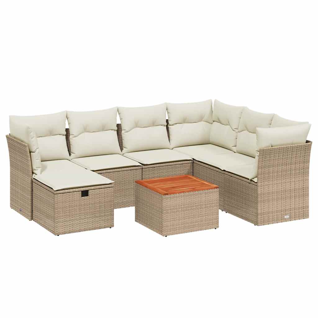 Thumbnail - vidaXL 8-tlg. Garten-Sofagarnitur mit Kissen Beige Poly Rattan