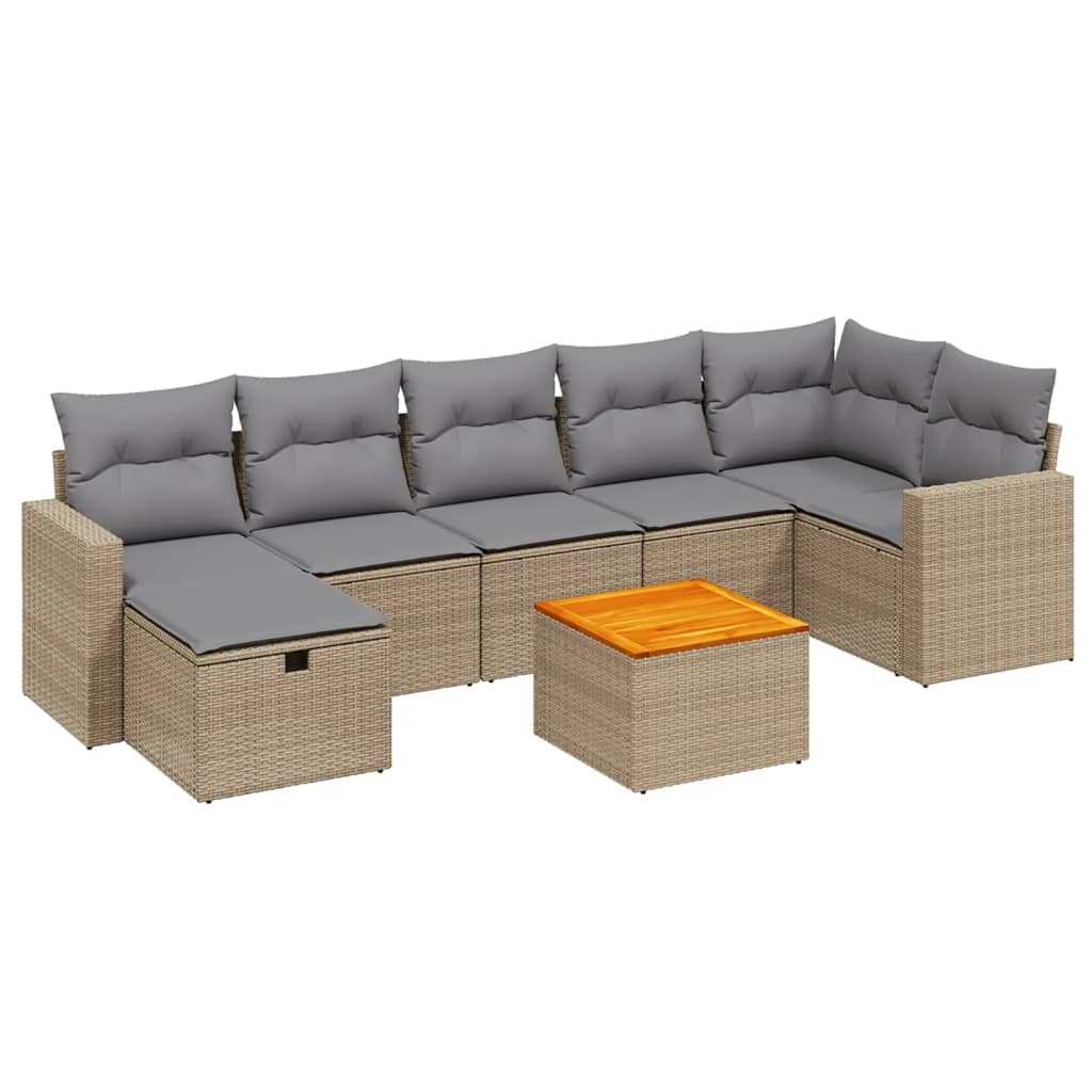 Thumbnail - vidaXL 8-tlg. Garten-Sofagarnitur mit Kissen Beige Poly Rattan