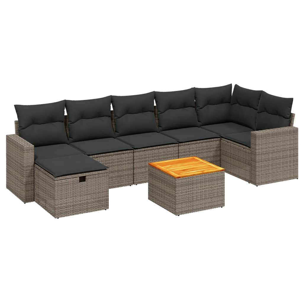 Thumbnail - vidaXL 8-tlg. Garten-Sofagarnitur mit Kissen Grau Poly Rattan