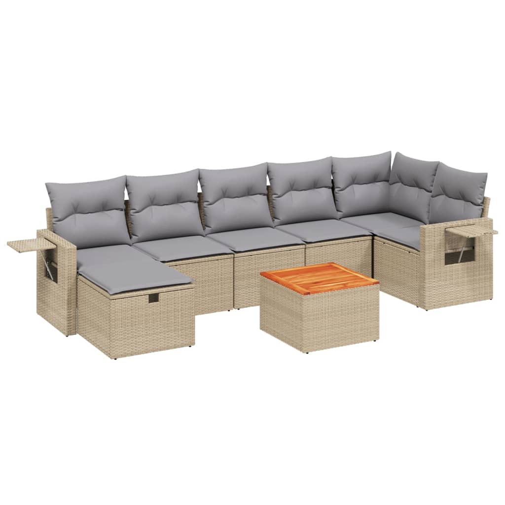 Thumbnail - vidaXL 8-tlg. Garten-Sofagarnitur mit Kissen Beige Poly Rattan