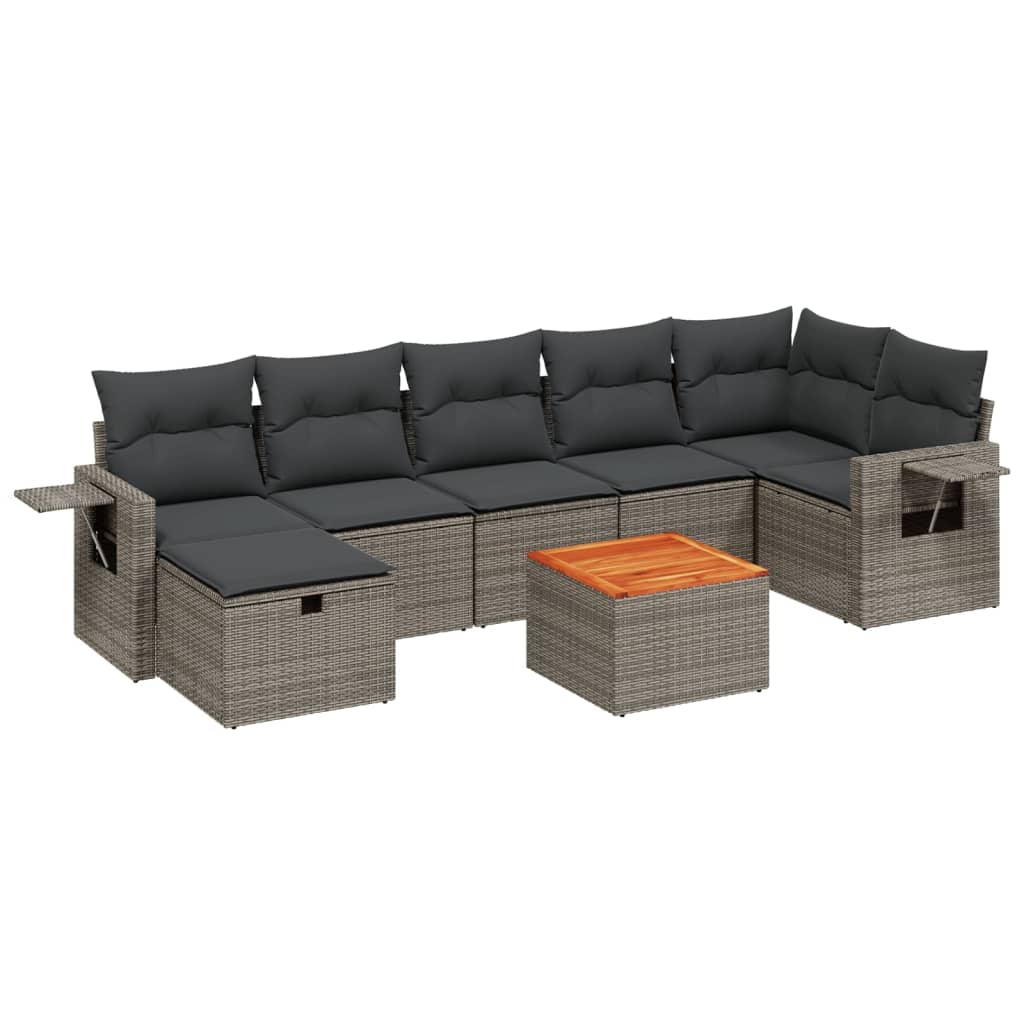 Thumbnail - vidaXL 8-tlg. Garten-Sofagarnitur mit Kissen Grau Poly Rattan