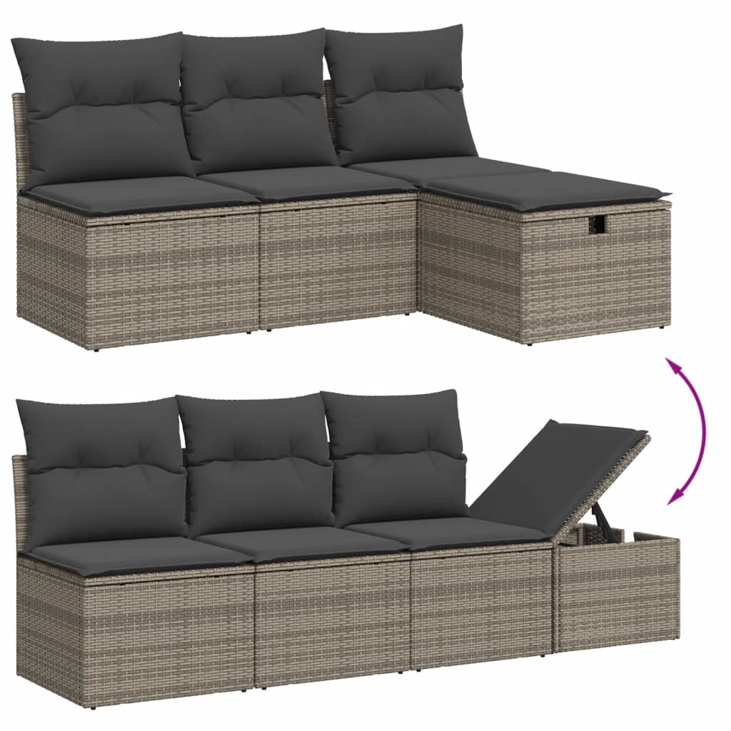 vidaXL 8-delige Loungeset met kussens poly rattan grijs afbeelding