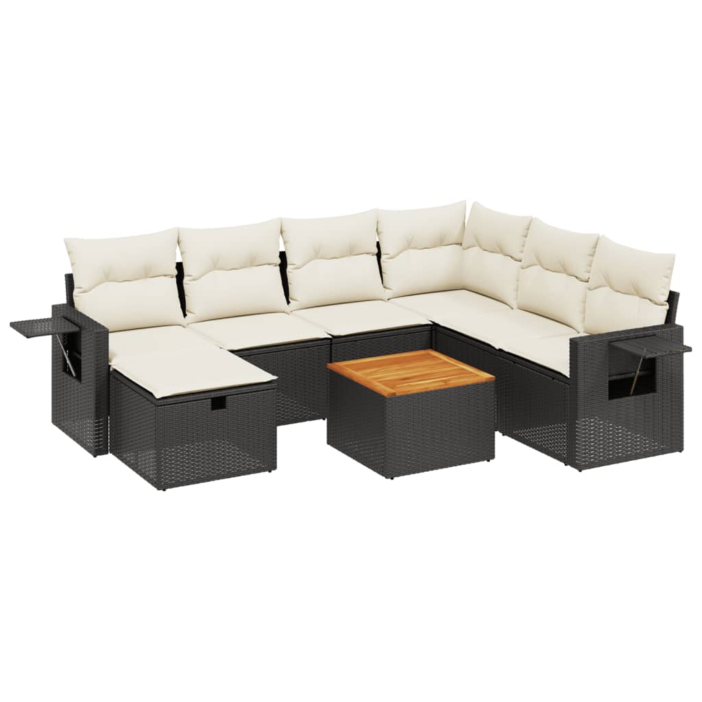 Thumbnail - vidaXL 8-tlg. Garten-Sofagarnitur mit Kissen Schwarz Poly Rattan
