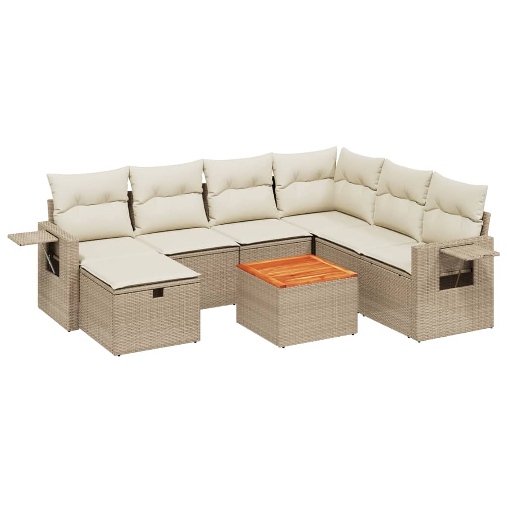 Thumbnail - vidaXL 8-tlg. Garten-Sofagarnitur mit Kissen Beige Poly Rattan