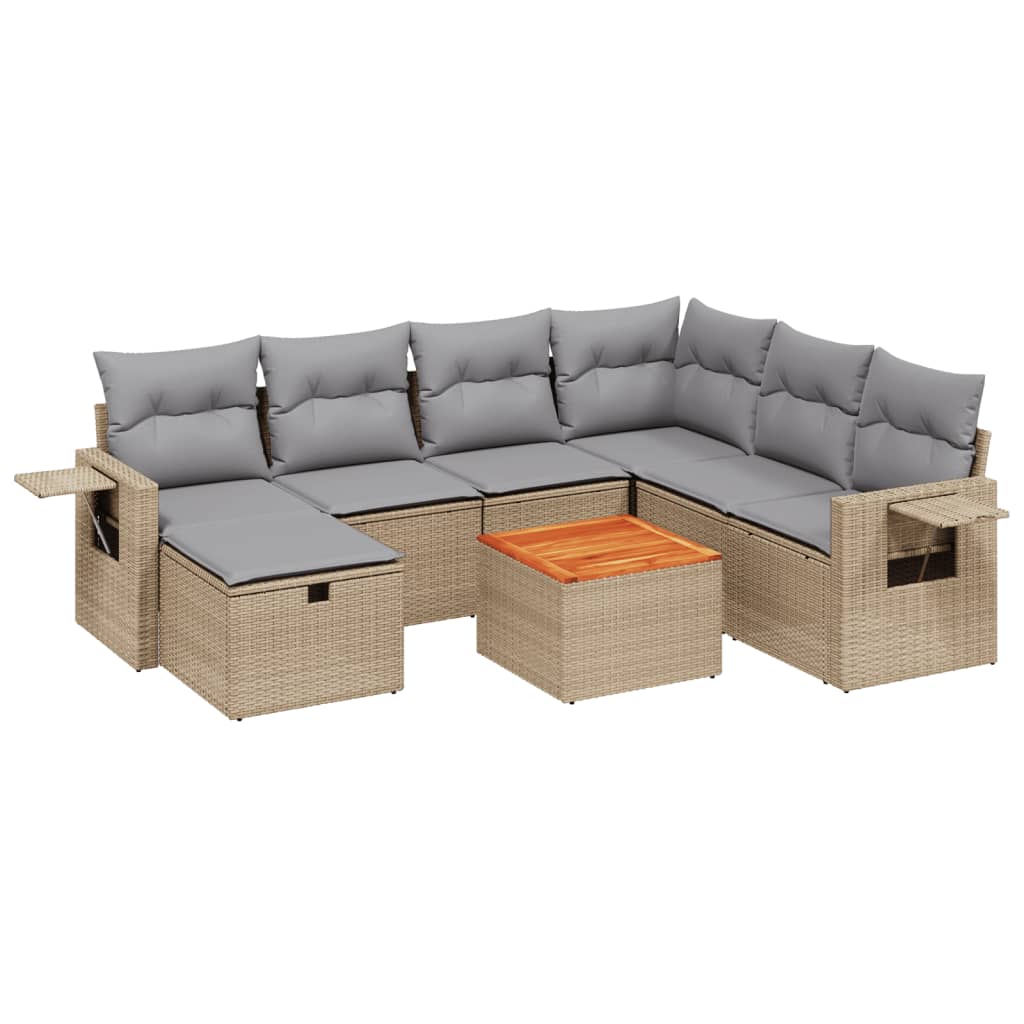 Thumbnail - vidaXL 8-tlg. Garten-Sofagarnitur mit Kissen Beige Poly Rattan