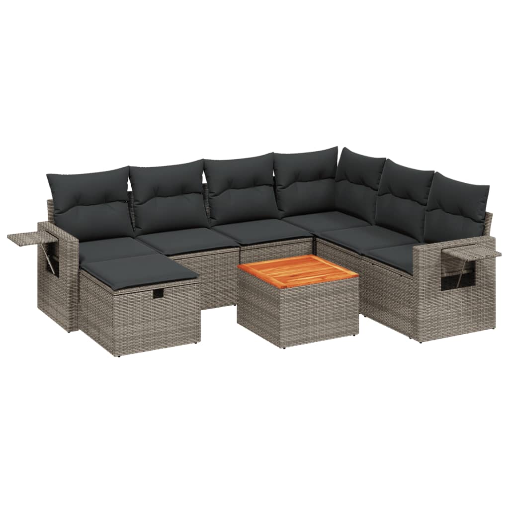 Thumbnail - vidaXL 8-tlg. Garten-Sofagarnitur mit Kissen Grau Poly Rattan