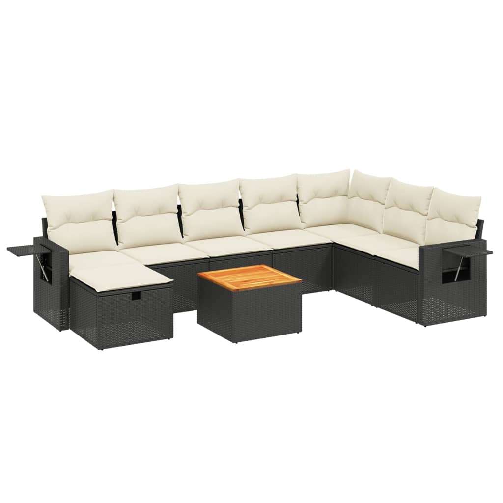 Thumbnail - vidaXL 9-tlg. Garten-Sofagarnitur mit Kissen Schwarz Poly Rattan
