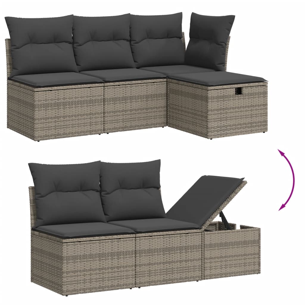 vidaXL 7-delige Loungeset met kussens poly rattan grijs afbeelding