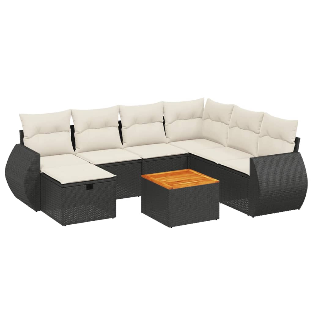 Thumbnail - vidaXL 8-tlg. Garten-Sofagarnitur mit Kissen Schwarz Poly Rattan