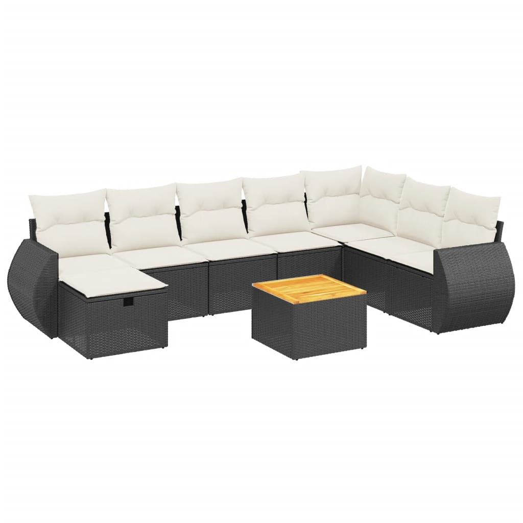 Thumbnail - vidaXL 9-tlg. Garten-Sofagarnitur mit Kissen Schwarz Poly Rattan