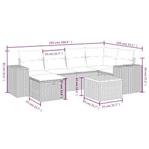 Vrtna sedežna garnitura 7-delna z blazinami bež poli ratan - slika 4