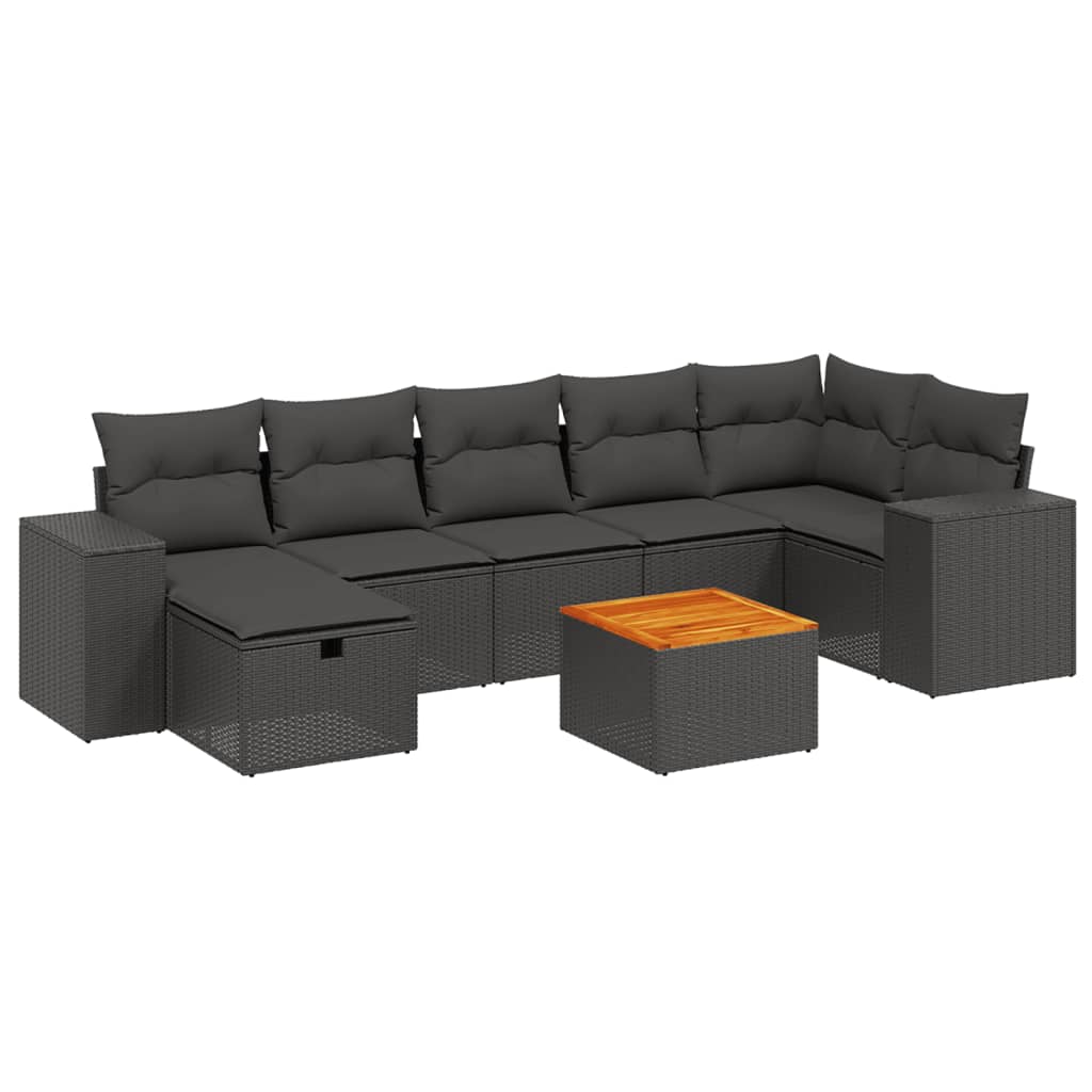 Thumbnail - vidaXL 8-tlg. Garten-Sofagarnitur mit Kissen Schwarz Poly Rattan