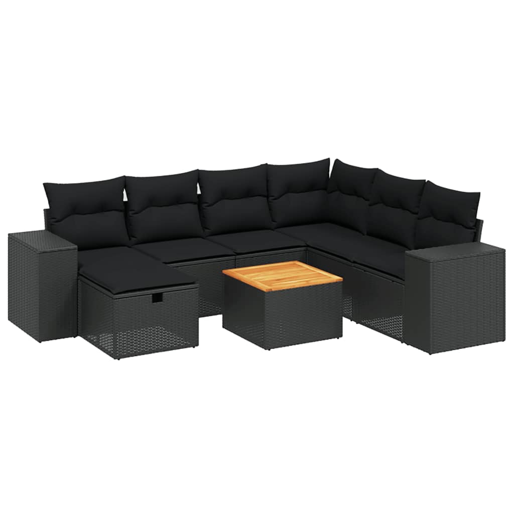 Thumbnail - vidaXL 8-tlg. Garten-Sofagarnitur mit Kissen Schwarz Poly Rattan