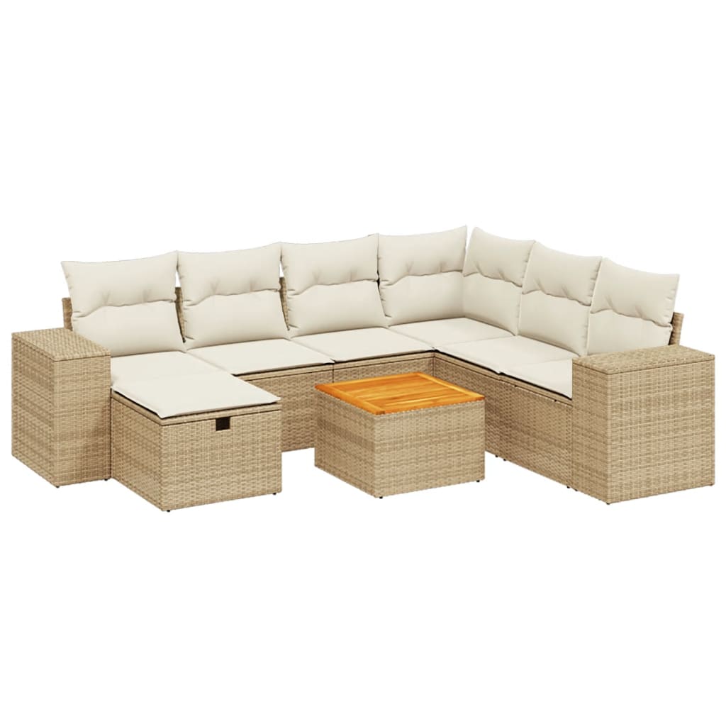 Thumbnail - vidaXL 8-tlg. Garten-Sofagarnitur mit Kissen Beige Poly Rattan