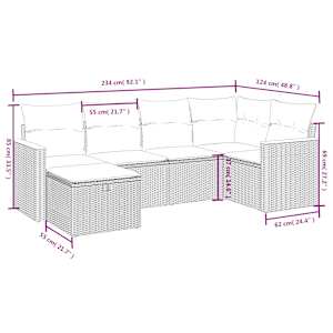 Vrtna sedežna garnitura 6-delna z blazinami siv poli ratan - slika 4