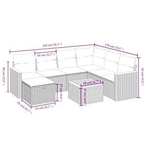 Vrtna sedežna garnitura 8-delna z blazinami črn poli ratan - slika 4