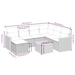 Vrtna sedežna garnitura 8-delna z blazinami bež poli ratan - slika 3