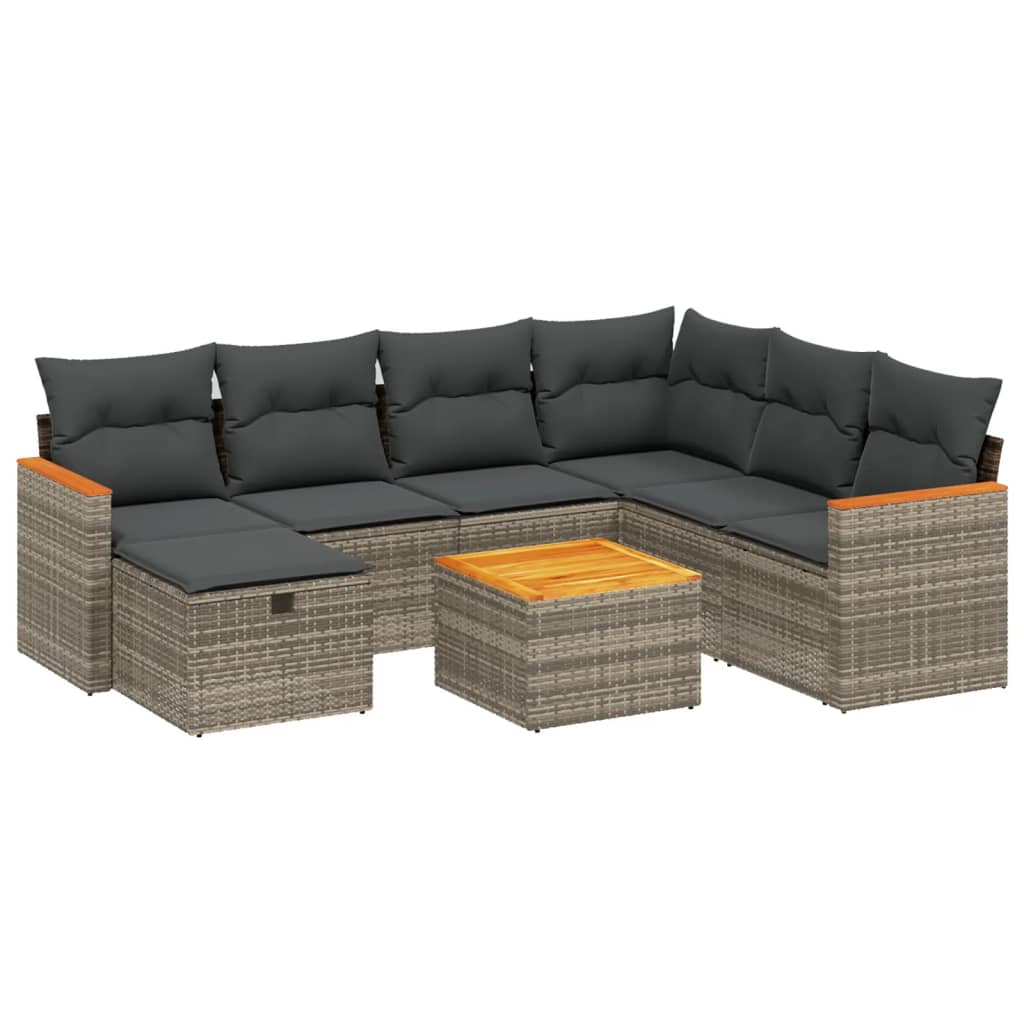 Thumbnail - vidaXL 8-tlg. Garten-Sofagarnitur mit Kissen Grau Poly Rattan