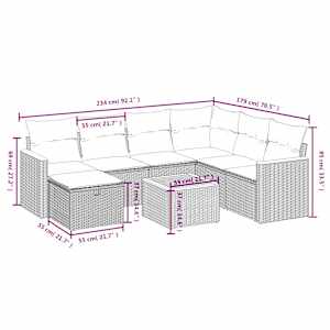 Vrtna sedežna garnitura 8-delna z blazinami siv poli ratan - slika 4