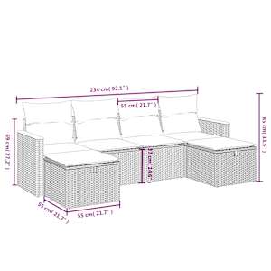 Vrtna sedežna garnitura 6-delna z blazinami bež poli ratan - slika 4