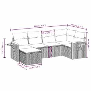 vidaXL 6-tlg. Garten-Sofagarnitur mit Kissen Beige Poly Rattan