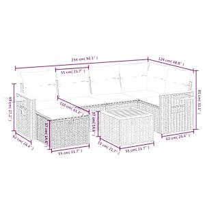 Vrtna sedežna garnitura 7-delna z blazinami bež poli ratan - slika 4