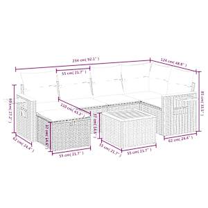 Vrtna sedežna garnitura 7-delna z blazinami bež poli ratan - slika 4
