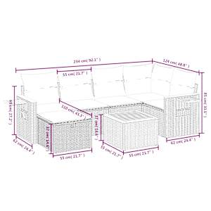 Vrtna sedežna garnitura 7-delna z blazinami siv poli ratan - slika 4