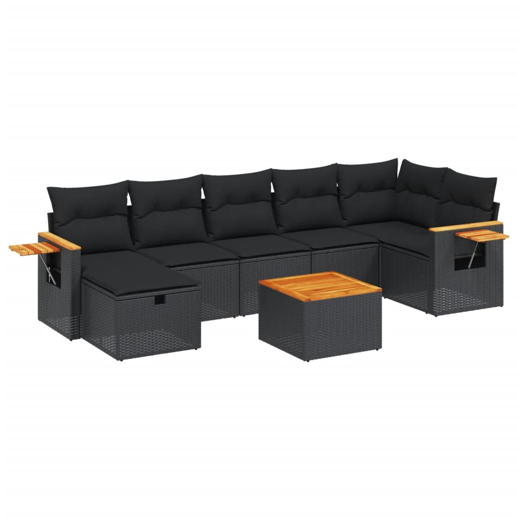 Thumbnail - vidaXL 8-tlg. Garten-Sofagarnitur mit Kissen Schwarz Poly Rattan