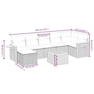 Vrtna sedežna garnitura 8-delna z blazinami črn poli ratan - slika 4