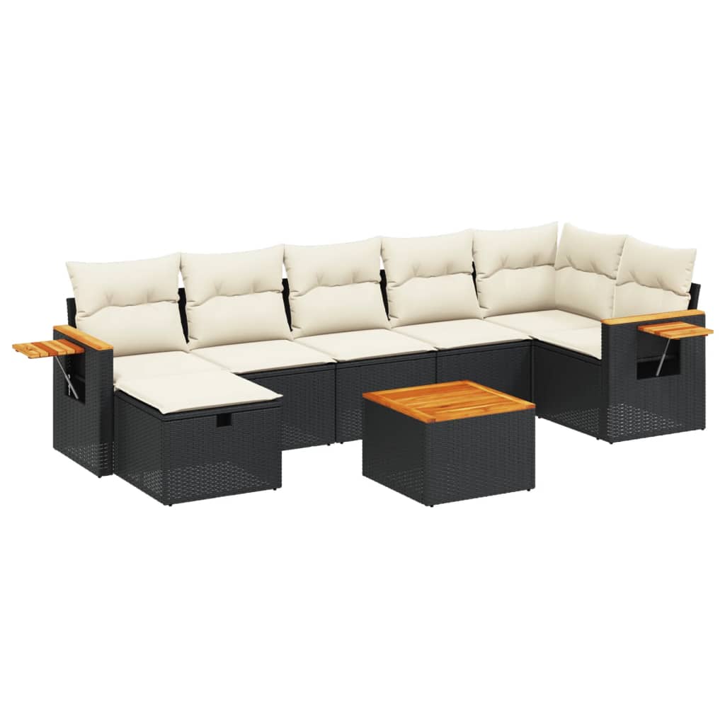 Thumbnail - vidaXL 8-tlg. Garten-Sofagarnitur mit Kissen Schwarz Poly Rattan