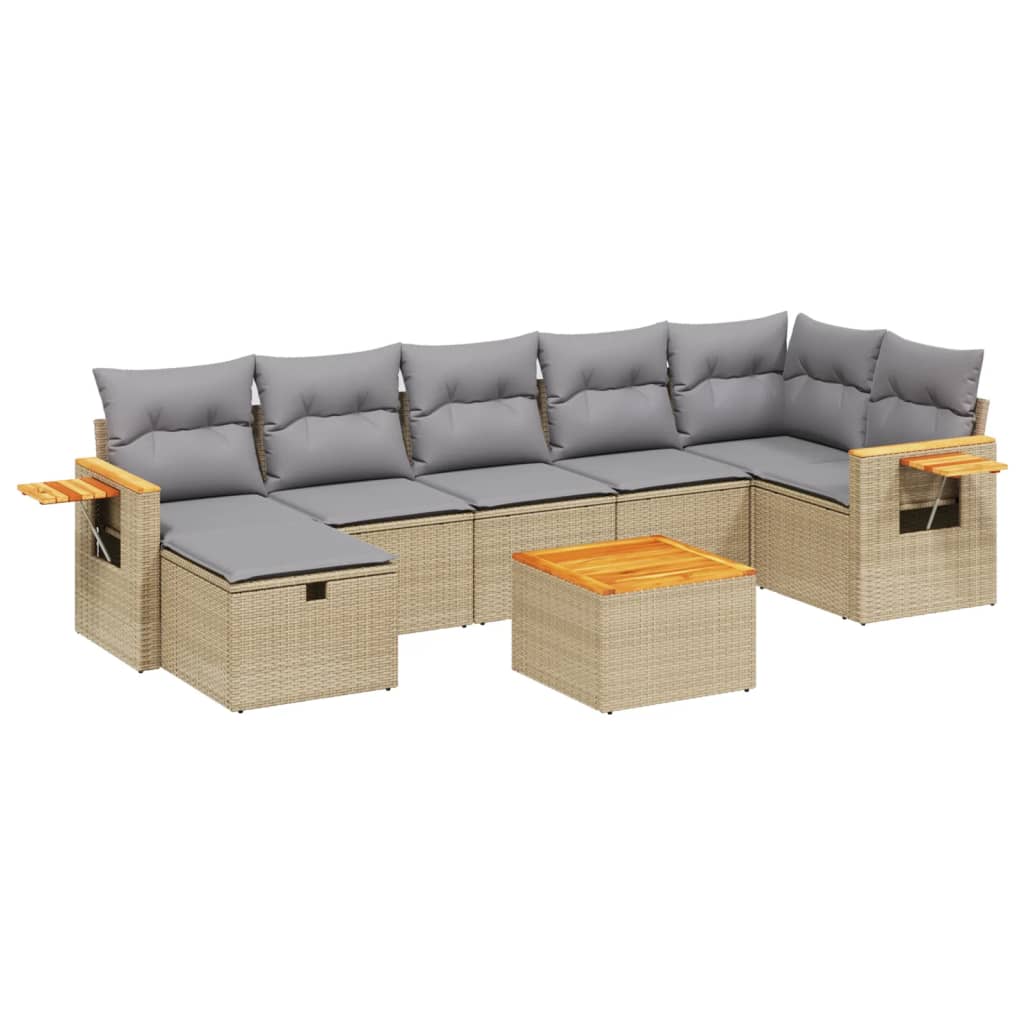 Thumbnail - vidaXL 8-tlg. Garten-Sofagarnitur mit Kissen Beige Poly Rattan