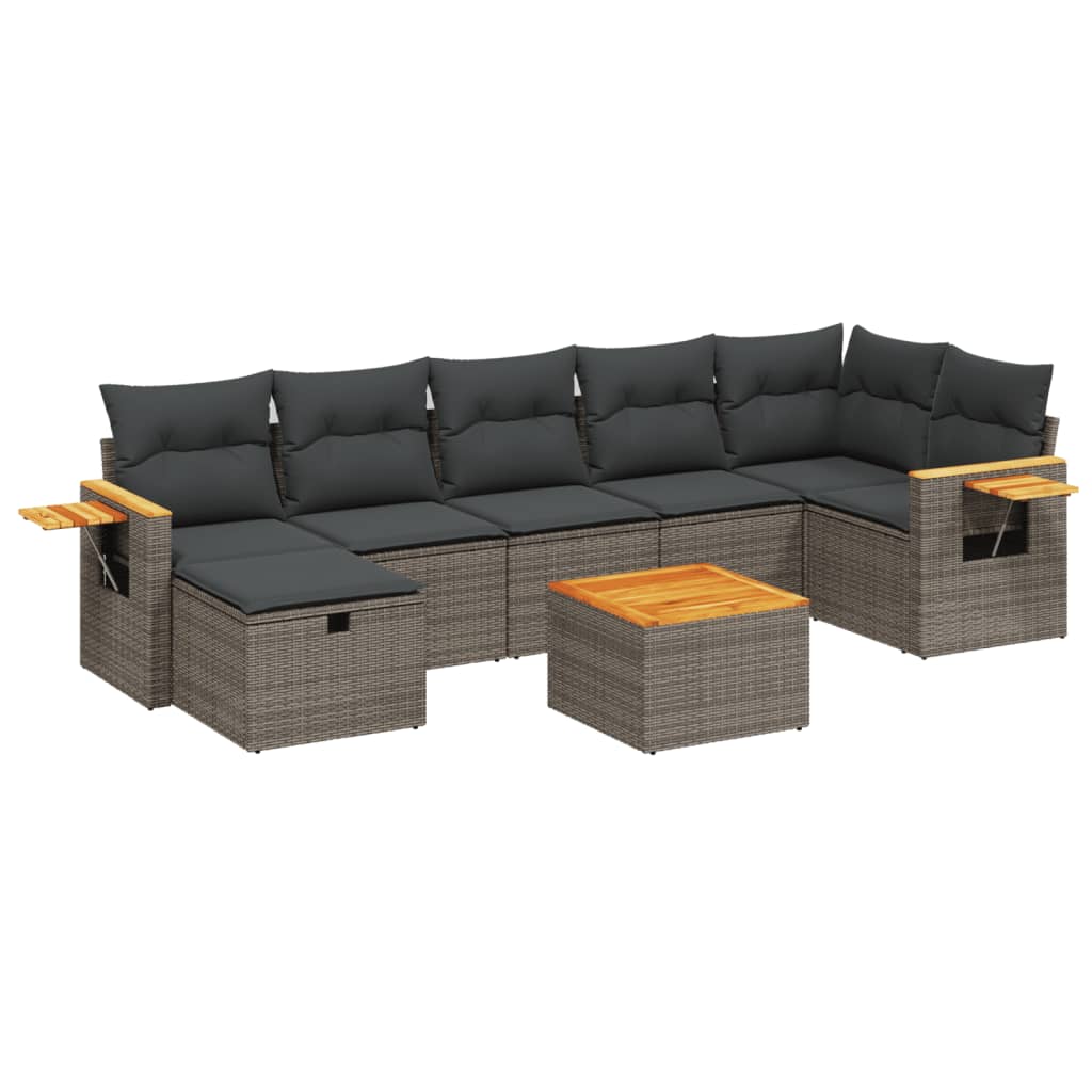 Thumbnail - vidaXL 8-tlg. Garten-Sofagarnitur mit Kissen Grau Poly Rattan