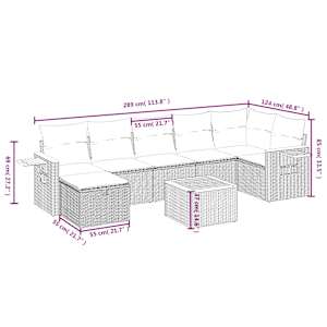 Vrtna sedežna garnitura 8-delna z blazinami siv poli ratan - slika 4