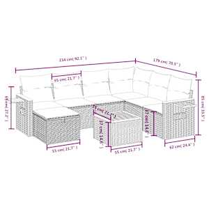 Vrtna sedežna garnitura 8-delna z blazinami bež poli ratan - slika 4