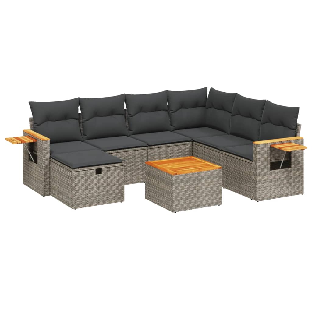 Thumbnail - vidaXL 8-tlg. Garten-Sofagarnitur mit Kissen Grau Poly Rattan