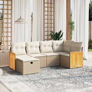 Vrtna sedežna garnitura 6-delna z blazinami bež poli ratan