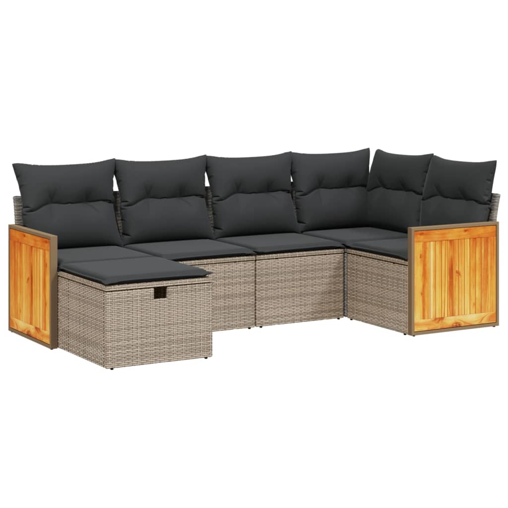 Thumbnail - vidaXL 6-tlg. Garten-Sofagarnitur mit Kissen Grau Poly Rattan