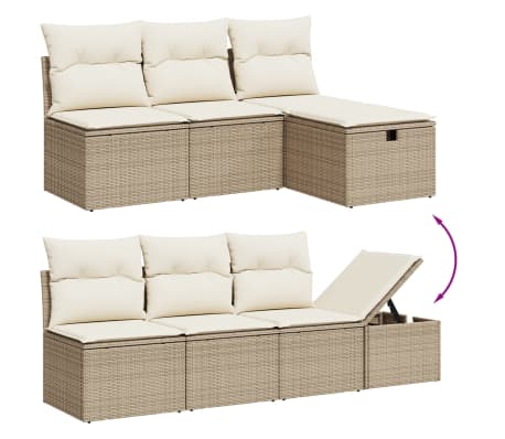 vidaXL Salon de jardin avec coussins 7 pcs beige r&eacute;sine tress&eacute;e