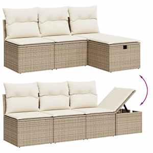 vidaXL Salon de jardin avec coussins 7 pcs beige r&eacute;sine tress&eacute;e