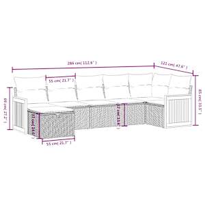 Vrtna sedežna garnitura 7-delna z blazinami siv poli ratan - slika 4