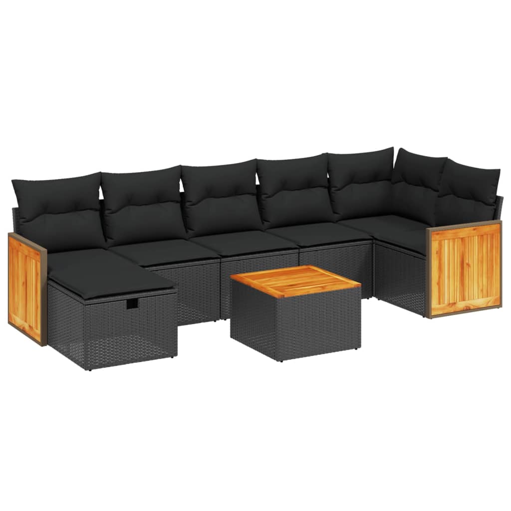 Thumbnail - vidaXL 8-tlg. Garten-Sofagarnitur mit Kissen Schwarz Poly Rattan